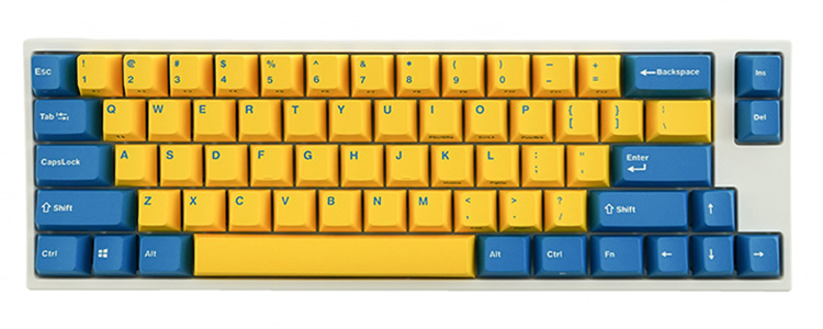 Leopold FC660M Yellow/Blue PD White Case 65% Double Shot PBT Mechanical Keyboard