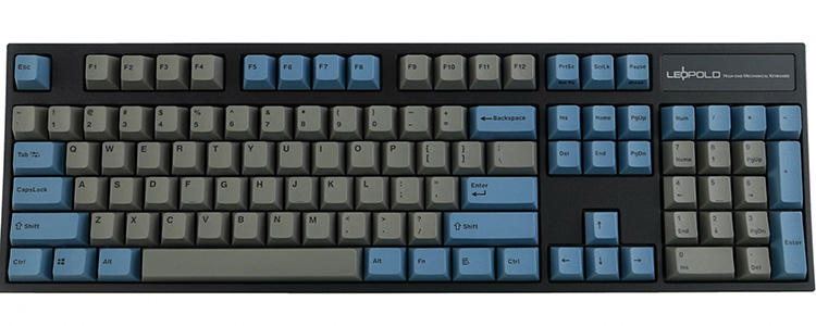 Leopold FC900R Grey/Blue PD Double Shot PBT Mechanical Keyboard