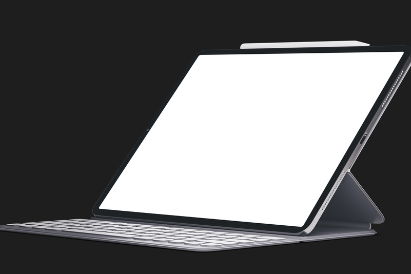 Blank screen tablet on black background design