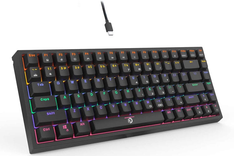 DREVO Gramr 84 Key Rainbow Backlit Mechanical Gaming Keyboard Black